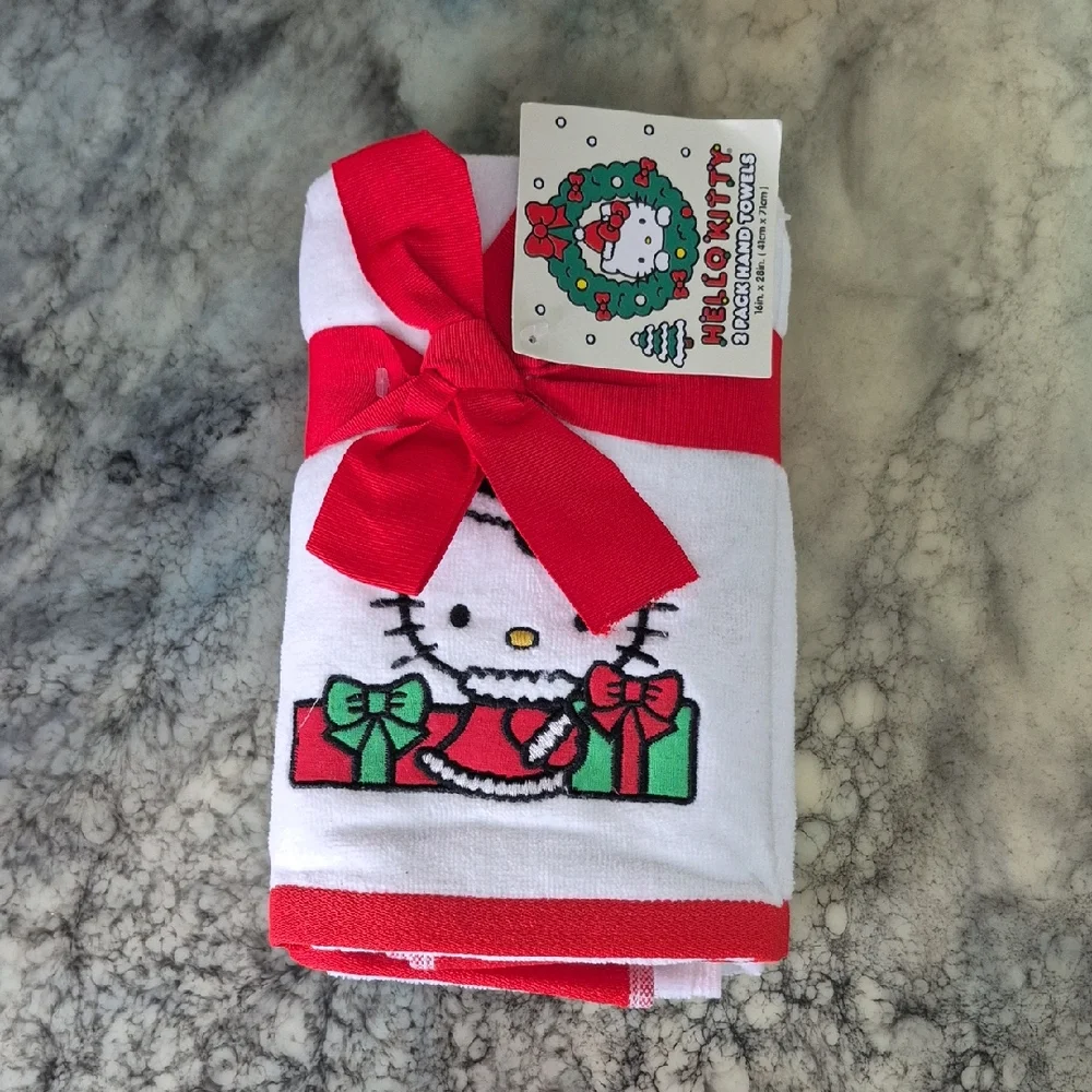 2 Pack Hello Kitty Festive Red and Green Towel Set